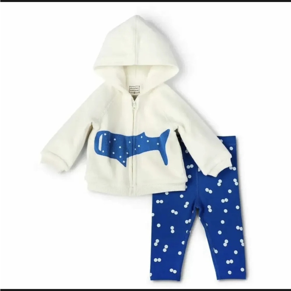 Baby Adaptive Whale Print Hoodie & Bottom Set -Christian Robinson, Blue